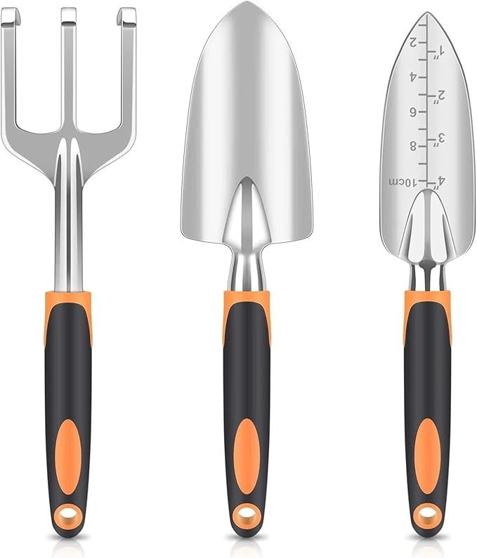 Gardening Tools Heavy Duty Gardening Hand Tools Garden Tool Set Ideal Gardening Gifts for Women Mom Men(Orange 3PCS)