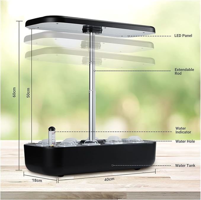 Indoor Vertical Garden Hydroponics Growing Intelligent Home Gardening ination Tool with 36W LED Lights Two Grow Modes Nursery Pots