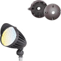 LEONLITE 22°Focused Flag Pole Light Bundle Round Outlet Box 1-Pack 40W 3CCT LED Bullet Flood Light Weatherproof Bronze &amp 1-Pack Six 1/2-In Knockouts Round Outdoor Electrical Box Brown