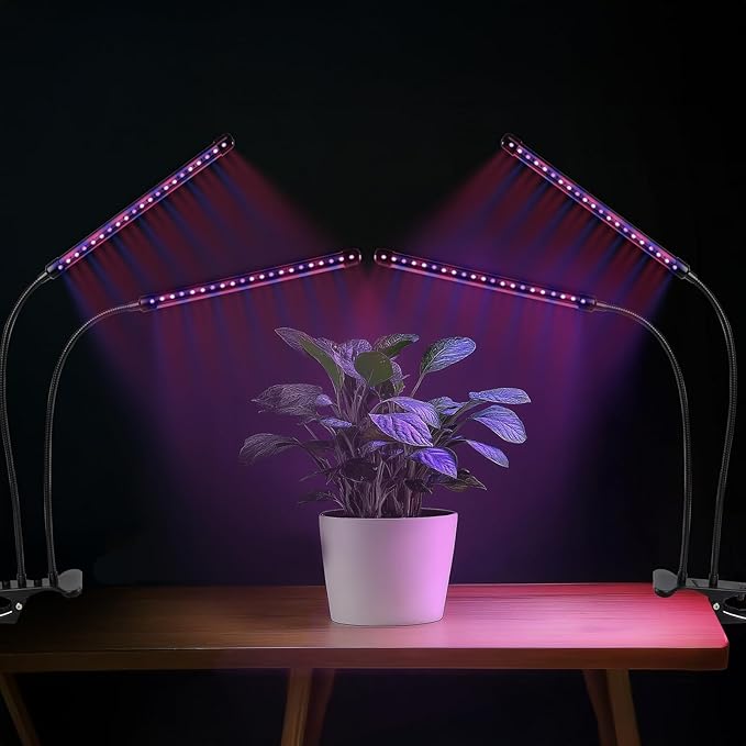 Grow Lights for Indoor Plants - Red &amp Blue Spectrum LED Plant Light with Auto 3/9/12H Timer 10 Dimmable Levels &amp Sturdy Gooseneck - Ideal for Herbs Succulents Houseplants in Home/Office