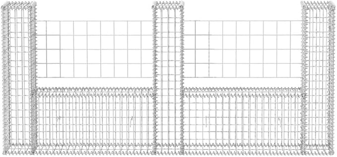 Gabion Basket U-Shape Galvanized Steel 94.5 x7.9x39.4 Gabion Raised Bed Gabion Cages Basket Steel Woven Gabion Net for Backyard Garden -AA
