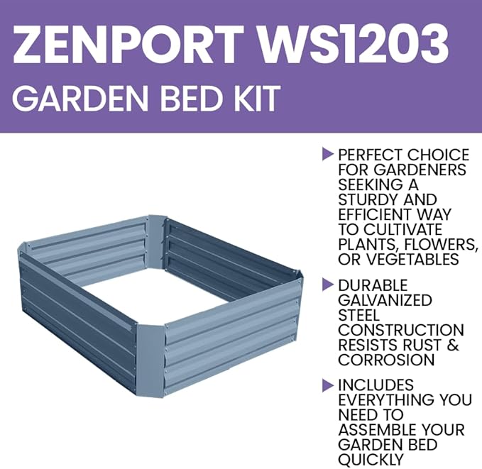 Zenport WS1203 Raised Garden Bed Kit Gray (47.3x35.4x11.8) Gray - 3 Pack