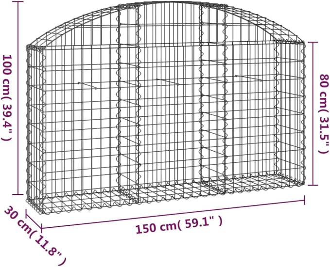 Arched Gabion BasketGarden DecorationBackyard Raised BedsFreestanding PlantersGardening AccessoriesHerb Plantersfor BalconiesTerracesGardensPatios59.1x11.8x31.5/39.4 Galvanized Iron