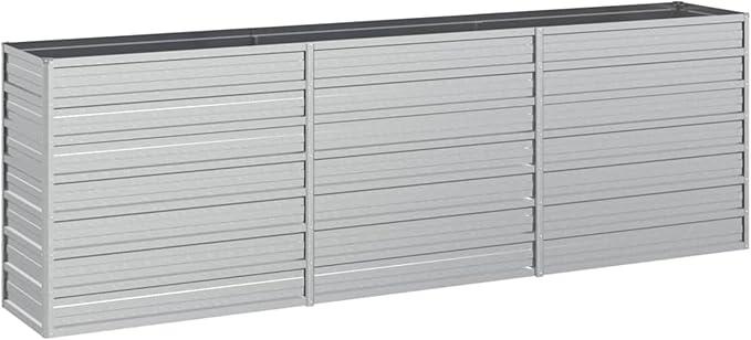 Bopdu Garden Raised Bed 94.5x15.7x30.3 Galvanized Steel Silver Backyard Patio Planter Raised Beds for Vegetables Outdoor Garden Raised Planter Box for Flowers Fruits