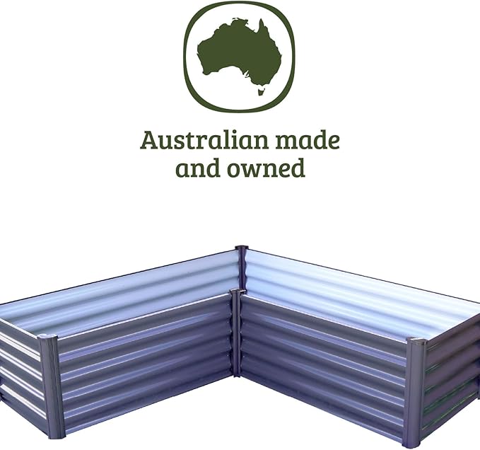 ABSCO Premium Galvanized DIY 4' x 3' L Shaped Garden Bed DIY with Easy Assembly and Superior Drainage Woodland Gray Galvanized Steel Metal Planter Garden Planter Box with 14 Walls for All Plants