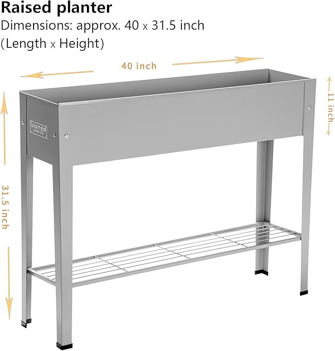 Metal Raised Garden BedRaised Planter Box with LegsHerbs and Vegetables Planter Suitable for Outdoor Patio Deck and Porch (Gray)