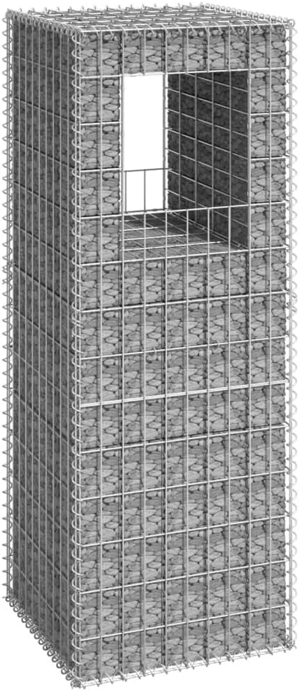 Gabion Basket Post Galvanized Steel Planter Raised BedGabion Raised Bed to Fill with Rocks or Gravel 19.7x19.7x55.1 Iron -AA