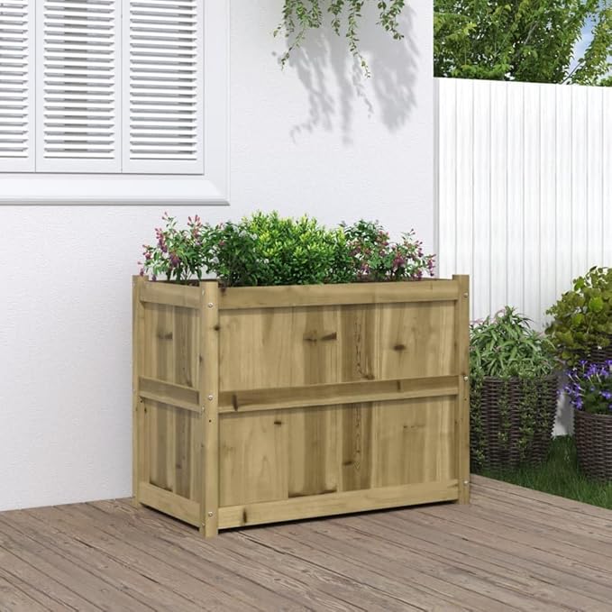 Wooden Raised Garden Bed Garden Planter Box Outdoor Wood Raised Garden Bed for Planting Plants Vegetables 35.4x19.7x27.6 Impregnated Wood Pine-246