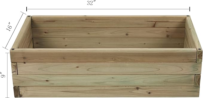 LuxenHome Wood 32 Raised Garden Bed Fir Wood Planting Bed Solid Wood for Vegetable Flower Herbfor Outdoor Lawn Yard Patio Use