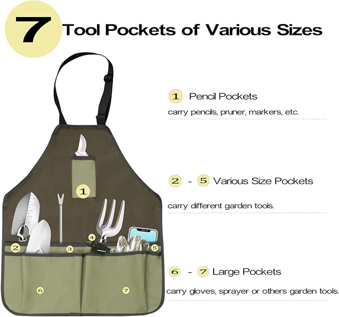 Garden Tool Set Beswill 12 Pieces Heavy Duty Gardening Hand Tools with Garden Tools Organizer Handbag Apron Rust-Proof Stainless Steel Gardening Kit Wood Handle Ideal Garden Gifts for Women Men
