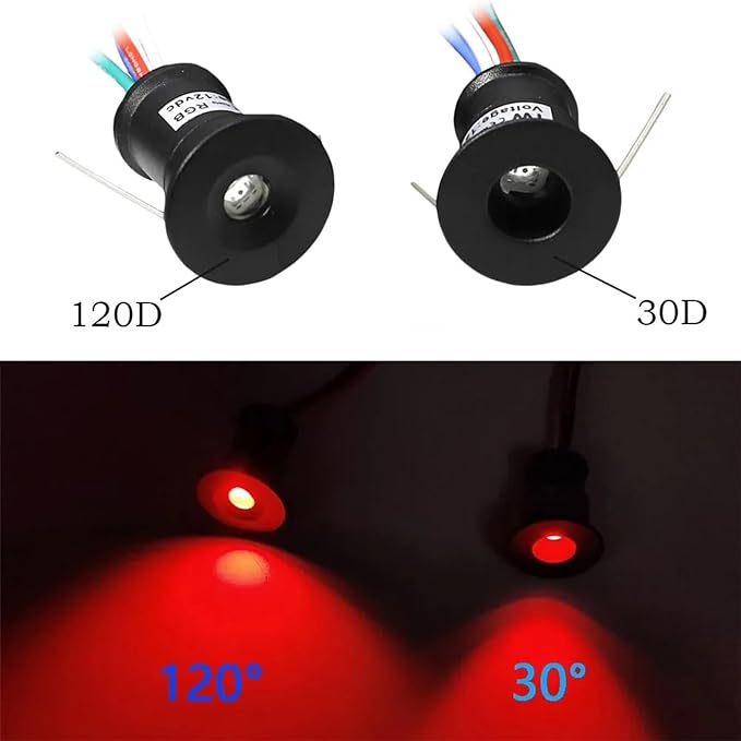 1W Recessed Small Spot Light 16 Packs of Lighting Angle 120° Colorful+Control Mini Spotlight 12V with Transformer Black