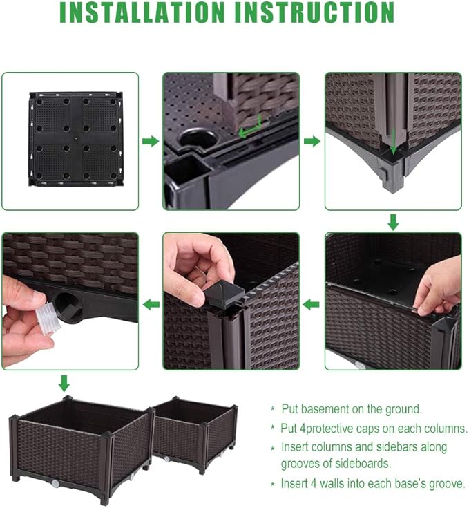 2pcs Planting Box Garden Bed Planters for Outdoor Plants Raised Planter Box Raised Beds for Gardening Raised Garden Beds Outdoor for Vegetables Tomato Planter Garden Boxes Outdoor Raised