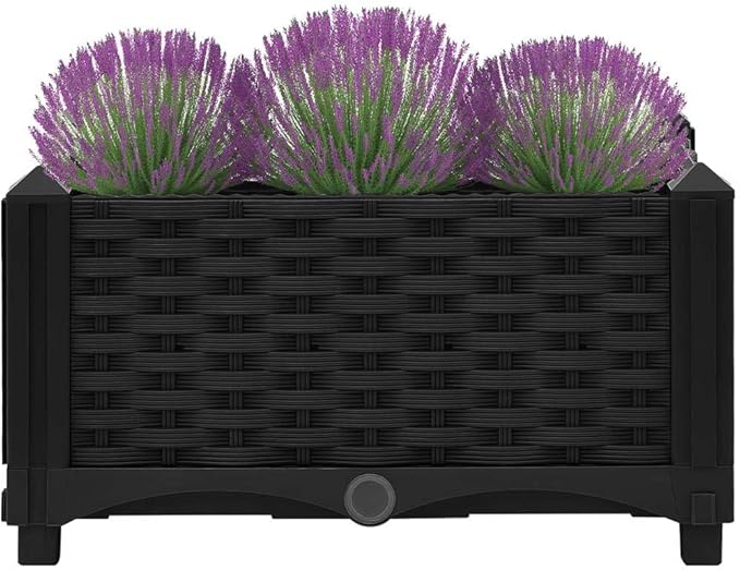 Raised Garden Bed Polypropylene Planter Box Raised Bed Planting Container Indoor Outdoor Vegetables Herbs Flowers Growing Planter Box 15.7x15.7x9.1 Polypropylene Black