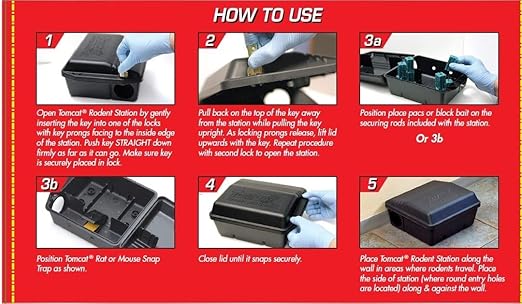 Tomcat Rodent Station Includes 1 Rodent Station with 4 Bait Securing Rods and 1 Security Key - Fits Rat or Mouse Sized Traps (Baits &amp Traps Sold Separately) - Use Indoors or Outdoors (Pack of 4)