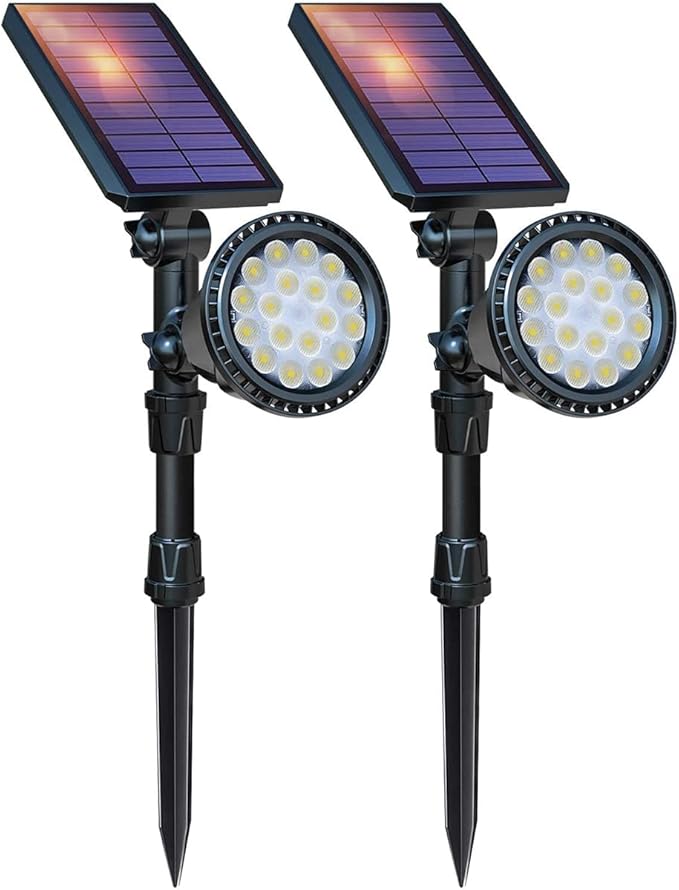 Solar Spot Lights Outdoor2.5W Solar Panel and Bright 2 in 1 Waterproof Solar Powered Landscape Spotlights Wall Light for Garden Patio Yard Flag Pole PoolWarm Light6 pcs (White Light 4 pcs)