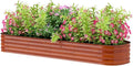 94.5 Inch Galvanized Steel Raised Garden Bed Planter – Open Bottom Weed Resistant Outdoor Planter for Vegetables Herbs Flowers Easy to Assemble Dark Brown