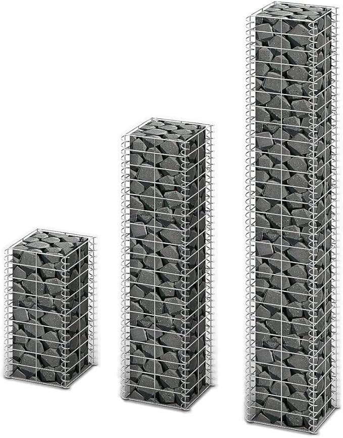 3 Piece Gabion Set Galvanized Wire Gabion Raised Bed Gabion Cages Basket Steel Woven Gabion Net for Backyard Garden -AA