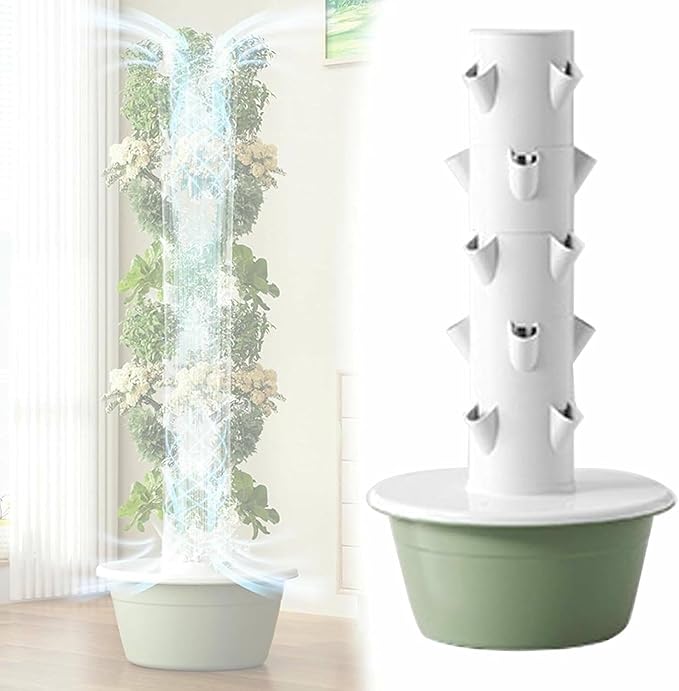Hydroponics Growing Sys-TEM Tower with LED Light Automatic Timer Vertical Planter Hydroponics Tower Garden Growing Sys-TEM for Home School Projects Indoor Hydroponic Vegetable Tower5Layer