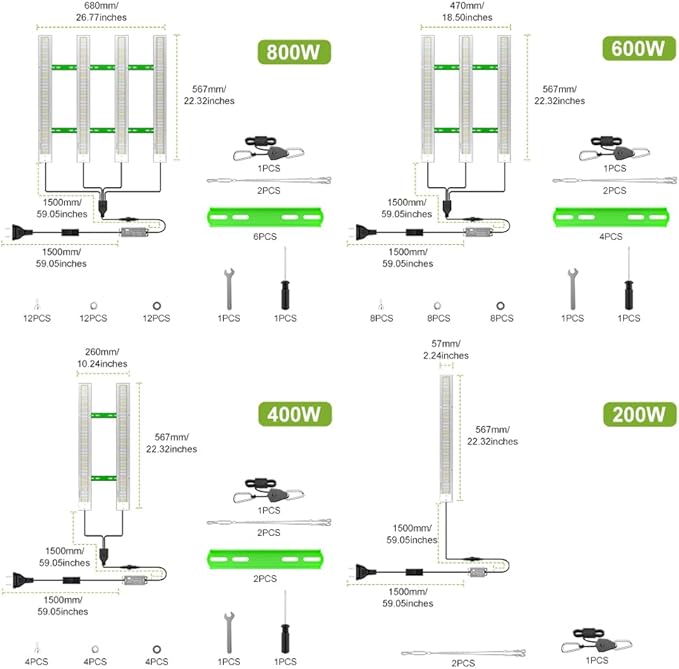 600W Full Spectrum Green Plant Light Sunlight LED Grow Lamp UV IR Greenhouse Tent Hydroponic Lighting 100-277V Vegetables Fruit Flower Cactus Courtyard Backyard Seed Cultivation Lamp with Hook US Plug