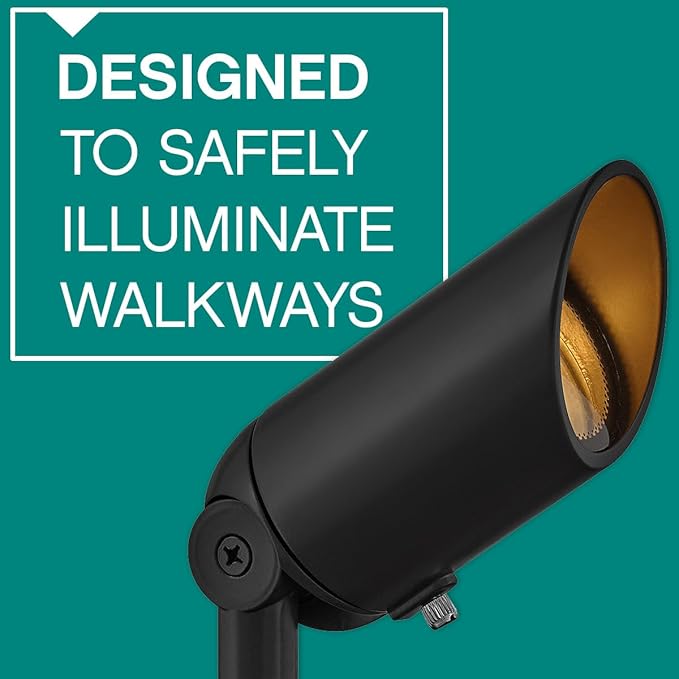 Hinkley Landscape Lighting 1536SK Accent Spot Light - Aluminum MR16 LED Bulb Required Safe for Wet Conditions Wiring Kit and Ground Spike Included - Satin Black Finish with Clear Lens