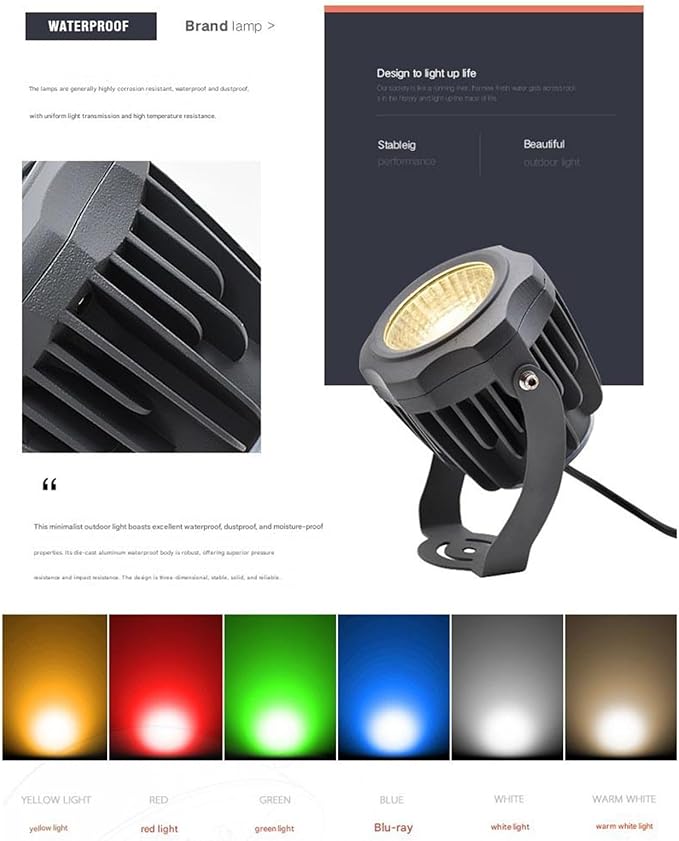 LED Beam Spot Lights Outdoor Spotlights COB Tree Lighting IP65 Waterproof Landscape Floodlights for Garden Villa Courtyard Lawn(White20w)
