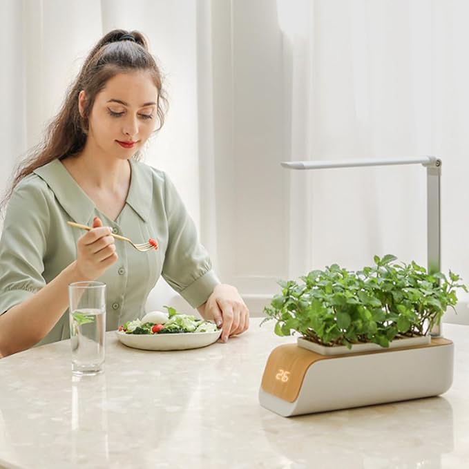 Smart Height Adjustable LED Grow Light Station 4 Modes Indoor Herbses Garden Kit with Full Spectrum Auto Timer Soil/Hydroponic Gardening Systems for Kitchen Balcony Home Farming