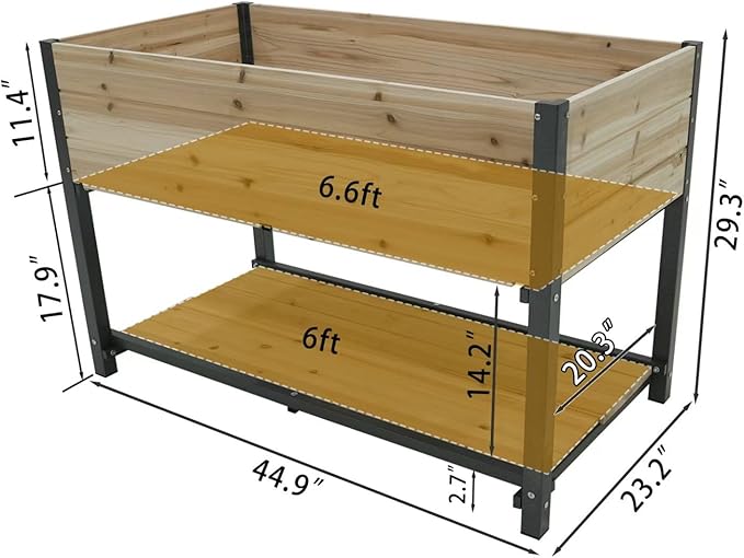 3 Tiers Wooden Vertical Raised Garden Bed with LegsBrown Planter Raised Beds Kit for Flowers Herbs Vegetables