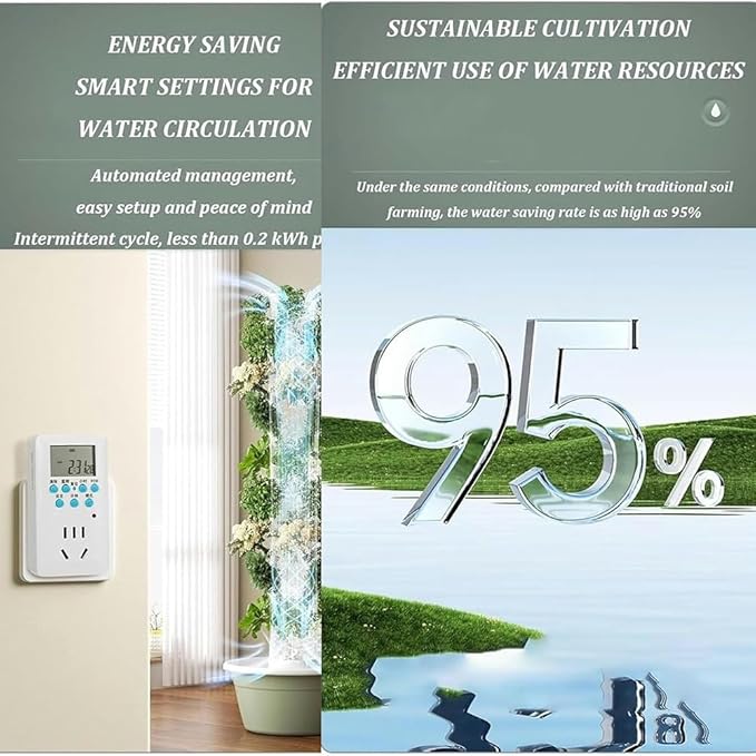 Garden Hydroponics Growing 20/28/36 Pots Hydroponics Tower Smart Garden Planter with LED Grow Light Aeroponics Growing Kit with Hydrating PUM