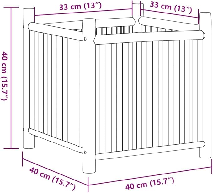 Large Outdoor Planter Box for Vegetables Herb and Flower - 15.7 Bamboo Gardening Pots for Planting - Elevated Plant Beds