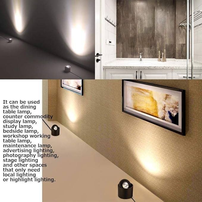 Remote Control Spotlight with Smart Plug Timer Uplight 7W COB LED Dimmable Floor Mounted Wall Accent Lamp Black Foot Pedal Switch Cord Flexibly Rotatable Rotating Decorative for Plants
