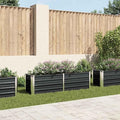 Galvanized Steel Raised Garden Bed 62.9 x 15.7 x 17.7 in Anthracite Matte Planter Box for Vegetables Herbs Flowers on Patio Balcony Yard