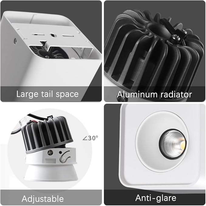 Spotlight White Square Flush Mount Spotlight 10w Downlight Accent Lamp AlumiExpression artistique m Housing Directio l Spotlights for Living Room Hallway Corridor