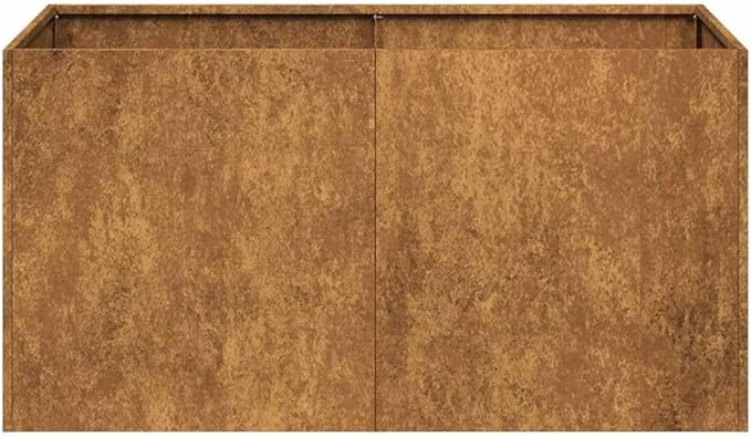 Large Rusty Weathering Steel Planter Box 31.5x15.7x15.7 Rectangular Outdoor Raised Garden Bed for Flowers Herbs Patio Balcony