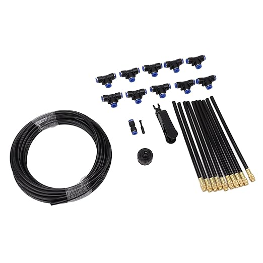 Haofy Drip Irrigation Kit with 360 Bendable Nozzle PE Tube Brass Nozzles for Garden Yard Lawn Patio Plants Flower Bed Vegetable Garden Greenhouse Use US Standard Hose Systems