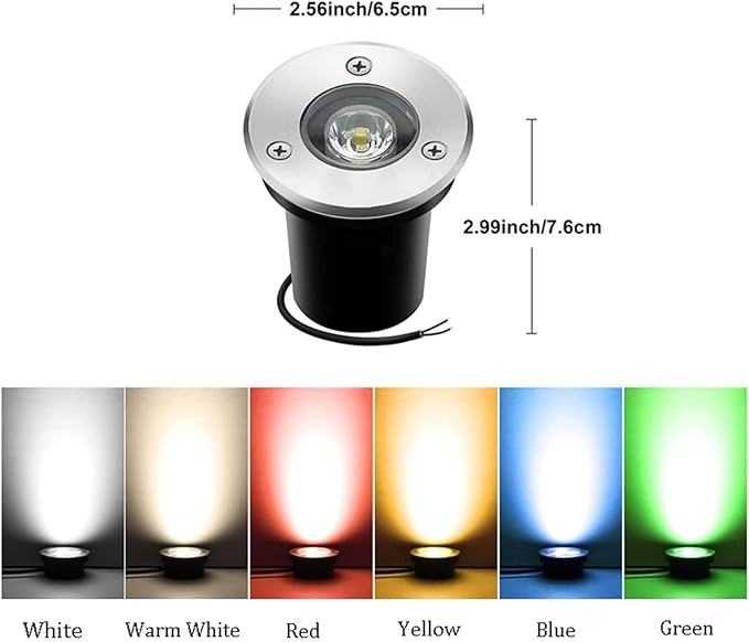 4PCS Outdoor Recessed Spot Light - Ground LED Landscape Lights IP67 Waterproof Garden Buried Lamp 1W LED Floor Spotlight for Garden Driveway Deck Step Lighting(Warm White1W(12V))