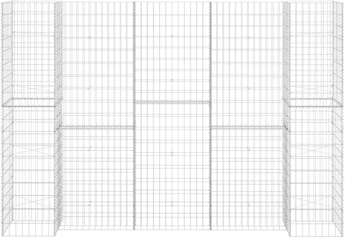Galvanized Steel H-Shaped Gabion Planter Raised BedOutdoor Garden Galvanized Steel Wire Mesh Grid Stone Wall Flower Raised Bed for Vegetables Flowers Plants 102.4x15.7x70.9