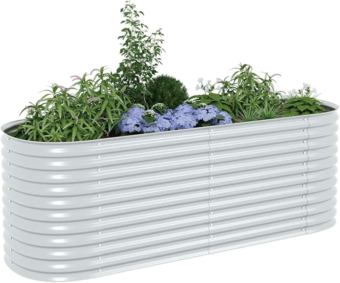 Raised Garden Bed 94.5x31.5x31.9 Galvanized Steel Silver Planter for Outdoor Vegetable Flower Garden Raised Bed Garden Box Elevated Planter Box for Patios and Backyards