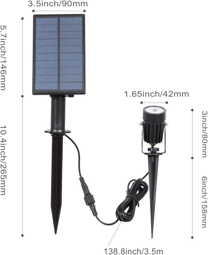 T-SUN Solar Spotlights Waterproof Auto Turn ON/Off Solar Lights with 1 &amp 4 Headlights for Garden Yard Driveway Pool Area (Warm White-3000K)