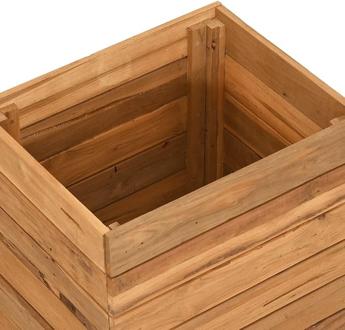 Raised Bed Garden beds Outdoor Planter Boxes Outdoor Garden Planter Suitable for Flowers Restaurants Backyard Patios 19.7x15.7x21.7 Recycled Teak Wood and Steel