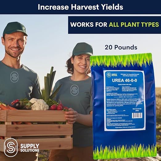 Supply Solutions Urea 46-0-0 Nitrogen Fertilizer to Stimulate Lush Growth and Deep Green Color - Plant Food Plant Fertilizer for Plants Lawn Garden - Bloom Booster for Flowers Fruits (20 Pounds)
