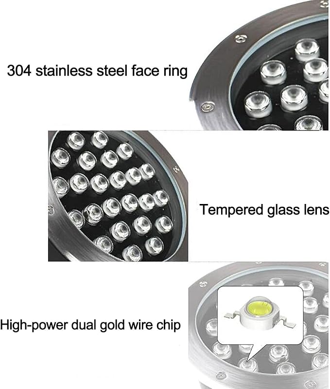 LED Landscape Lights - Waterproof Recessed Ground Spotlights AC 85-265V Easy to Install Green 18W &amp Warm White 6W