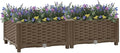 31.5×15.7×9.1 in Brown Raised Garden Bed Polypropylene Planter Box with Drainage Outdoor for Herbs/Veggies/Flowers