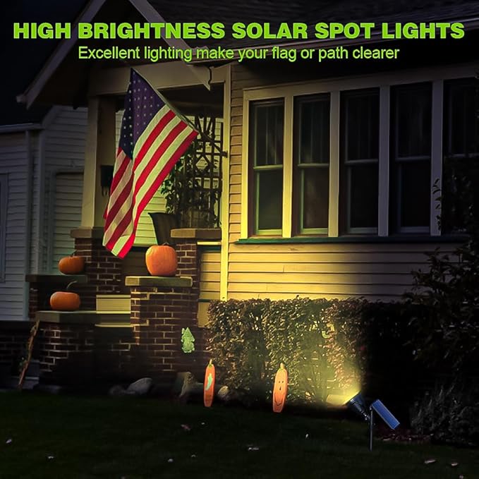 DBF Solar Outdoor Lights 600LM Solar Spot Lights Outdoor Waterproof 18 LED Auto On/Off Landscape Lighting Flag Pole Light for Garden Yard Pathway Garage Pool Patio(Warm White 4 Pack)