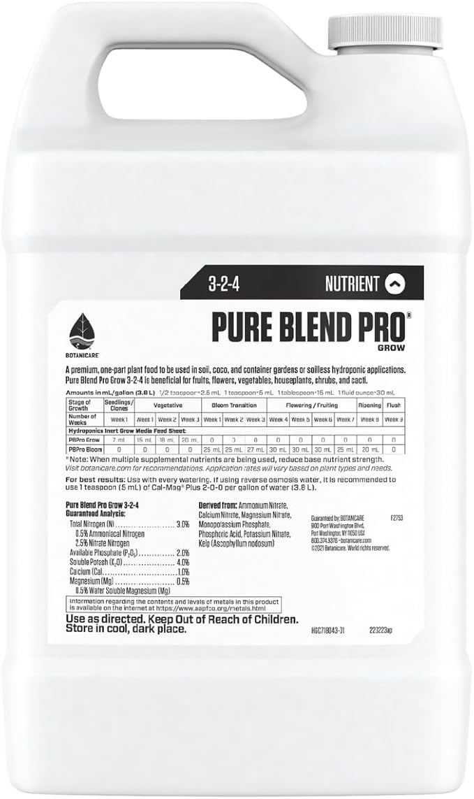 Botanicare Pure Blend Pro Grow Nutrient 3-2-4 1 gal.
