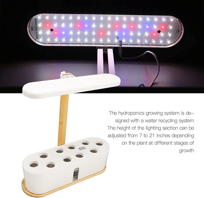 10 Pods Indoor Garden Plant Germination Kit with LED Grow LightHydroponics Growing System 2.5L Water Cycle Herb Garden Plants Germination Kit with Automatic Timer for Family Gardening Planter