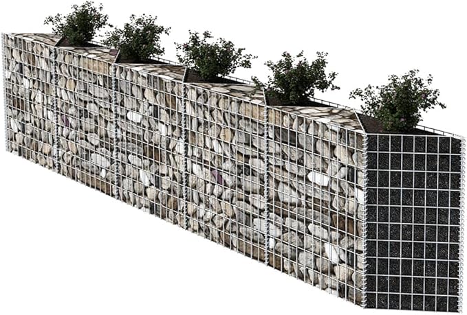 Gabion Basket Galvanized Steel 118.1x11.8x39.4 Gabion Raised Bed Gabion Cages Basket Steel Woven Gabion Net for Backyard Garden