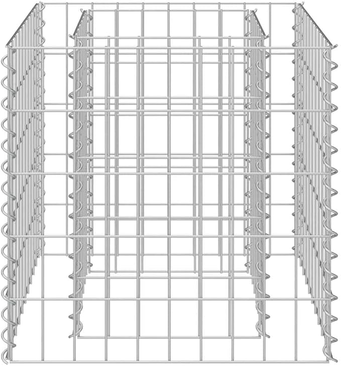 Gabion Raised Bed Silver Galvanized Steel 19.7x19.7x19.7 Inch Square Planter for Outdoor Plants Durable Metal Garden Bed for Flowers Herbs Vegetables