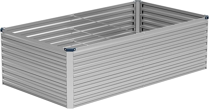 Vengarus 6x3x2FT Galvanized Raised Garden Bed Kit Deep Root Planter Box for Vegetables Flowers Herbs and Succulents - 269 Gallon CapacitySilver