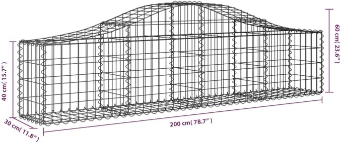Arched Gabion Basket Galvanized Gardening Planter Metal Box for Outdoor Vegetable and Flower Beds Large Plant 78.7x11.8x15.7/23.6 Inch