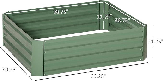 2 Pcs Galvanized Raised Garden Bed 3.3' x 3.3' x 1' Metal Planter Box for Growing Vegetables Flowers Herbs Succulents Green